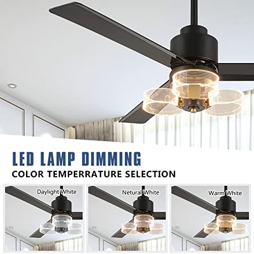 Morpholife Black Ceiling Fan with Lights Remote Control, Chandelier Ceiling Fan, Modern Ceiling Fan with 3 Blades for Living Room, Bedroom, Outdoor (48″) | The Storepaperoomates Retail Market - Fast Affordable Shopping