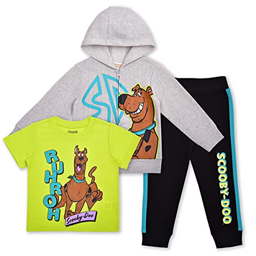 Scooby-Doo Boy’s 3 Piece Graphic T-Shirt, Zip Up Fleece Hoodie and Jogger Pant Set | The Storepaperoomates Retail Market - Fast Affordable Shopping