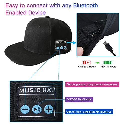 TOUCH TWO Wireless Bluetooth 5.0 Speaker Hat Rechargeable Music Cap with Built-in Microphone and HD Stereo Speakers, for Outdoor or Indoor Sports, Best Gift for Men, Women, Boys, Girls (Black) | The Storepaperoomates Retail Market - Fast Affordable Shopping