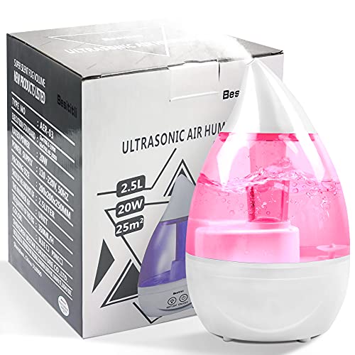 Pure Ultrasonic Cool Mist Humidifier – Lasts Up To 21 Hours, With 28dB Whisper- Quiet Function For Babies, Essential Oil Diffuser, Night Light Operation, BPA Free, Auto Shut-Off (Pink) | The Storepaperoomates Retail Market - Fast Affordable Shopping