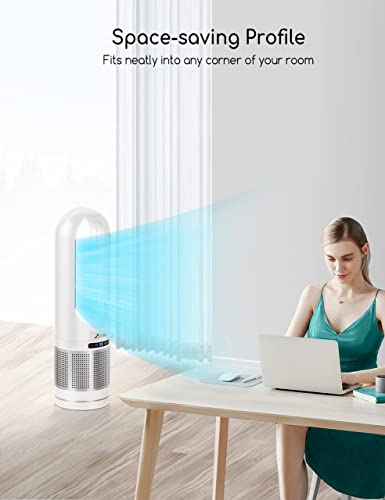 ZICOOLER Bladeless Tower Fan and Air Purifier, 80° Oscillating Fan for Bedroom, 32 inch Standing Floor Fans with HEPA Filter 99.97%, Remote, Quiet Cooling Fan for Indoor Home Office Room | The Storepaperoomates Retail Market - Fast Affordable Shopping