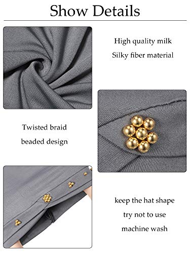 4 Pieces African Women Turban Cap Beaded Headscarf Beanie Twisted Braid Wrap Hat Faux Pearl Headwrap | The Storepaperoomates Retail Market - Fast Affordable Shopping