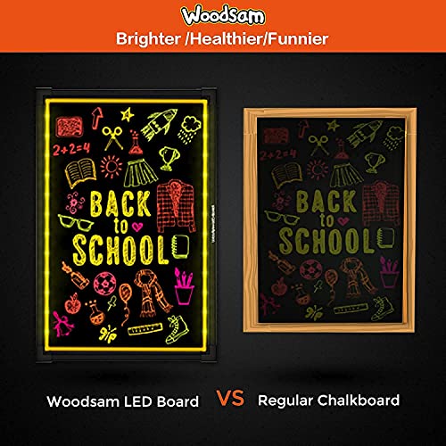 Woodsam LED Message Board- 28″ X 20″ Inches Erasable Writing Drawing Neon Sign with 8 Colorful Markers – Perfect for Children, Back to School, Home, Office, Restaurants, Bar, Holiday Celebration Gift | The Storepaperoomates Retail Market - Fast Affordable Shopping