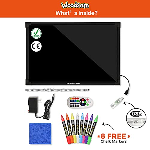 Woodsam LED Message Board- 28″ X 20″ Inches Erasable Writing Drawing Neon Sign with 8 Colorful Markers – Perfect for Children, Back to School, Home, Office, Restaurants, Bar, Holiday Celebration Gift | The Storepaperoomates Retail Market - Fast Affordable Shopping
