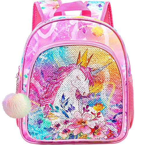 Toddler Backpack for Girls, 12″ Cute Unicorn Sequin Preschool Bookbag, Kindergarden School Bag for Little Kids | The Storepaperoomates Retail Market - Fast Affordable Shopping