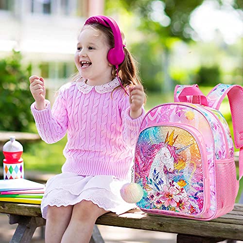 Toddler Backpack for Girls, 12″ Cute Unicorn Sequin Preschool Bookbag, Kindergarden School Bag for Little Kids | The Storepaperoomates Retail Market - Fast Affordable Shopping