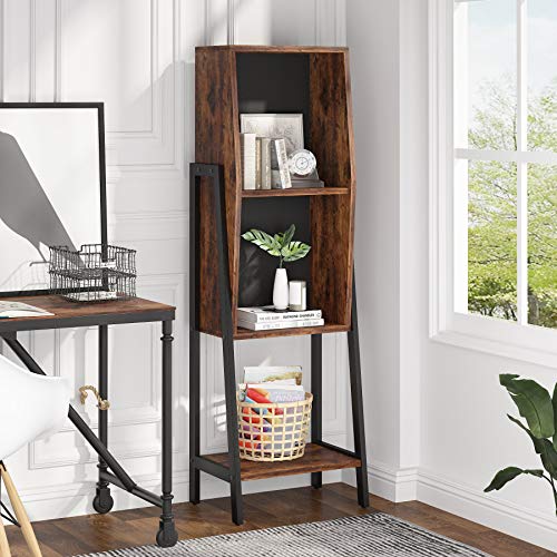 Tribesigns 4-Tier Open Bookshelf, Industrial Ladder Bookcase with Storage Shelves, Freestanding Storage Organizer Side Cabinet Corner Shelf, Modern Display Shelves Decor Furniture for Home Office | The Storepaperoomates Retail Market - Fast Affordable Shopping