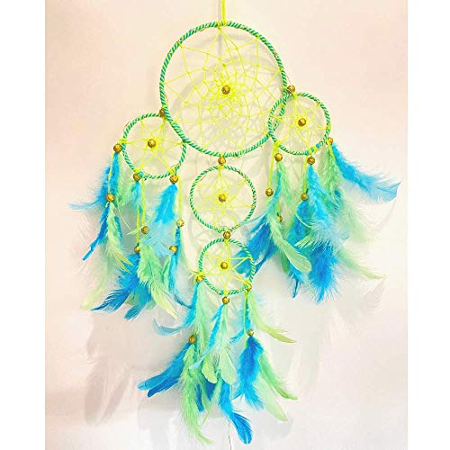 Rooh Dream Catcher ~ Neon 4 Tier with Pretty Lights ~ Handmade Hangings for Positivity (Can be Used as Home Décor Accents, Wall Hangings, Garden, Car, Outdoor, Bedroom, Windchime) | The Storepaperoomates Retail Market - Fast Affordable Shopping