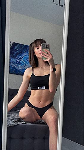 Nhicdns Shorts Set for Women Two Piece Ribbed Outfits Sports Crop Tank Letter Print Workout Sets Black M | The Storepaperoomates Retail Market - Fast Affordable Shopping