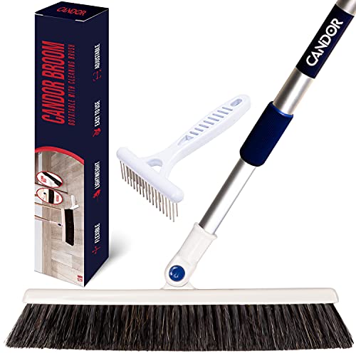 Candor Rotatable Push Broom | 63 Inch Long Lightweight Flexible Cleaning Brush Swiftly Glides Under Beds, Tables, Sofas, Ovens | Also Includes A Handy Brush to Clean The Broom | 13 Inch Head | The Storepaperoomates Retail Market - Fast Affordable Shopping