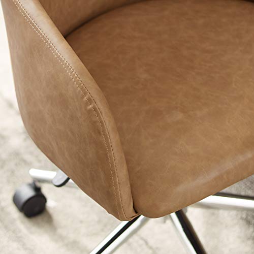 Art Leon Faux Leather Computer Desk Chair with Wheels and Arms, Mid Century Modern Low Back Swivel Office Chair for Small Spaces Home Office, Brown | The Storepaperoomates Retail Market - Fast Affordable Shopping