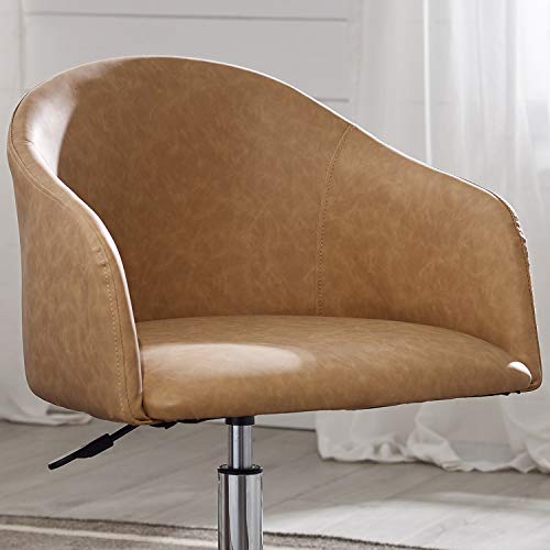Art Leon Faux Leather Computer Desk Chair with Wheels and Arms, Mid Century Modern Low Back Swivel Office Chair for Small Spaces Home Office, Brown | The Storepaperoomates Retail Market - Fast Affordable Shopping