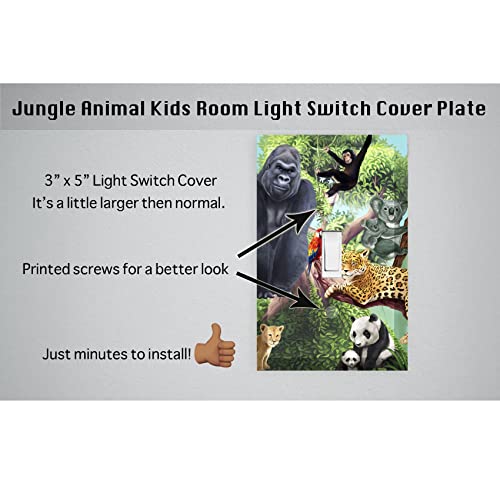 Kids Light Switch Cover Plate Decorative Nursery Teen Toddler Room Decor Bedroom Bathroom Playroom (Jungle Animals) | The Storepaperoomates Retail Market - Fast Affordable Shopping