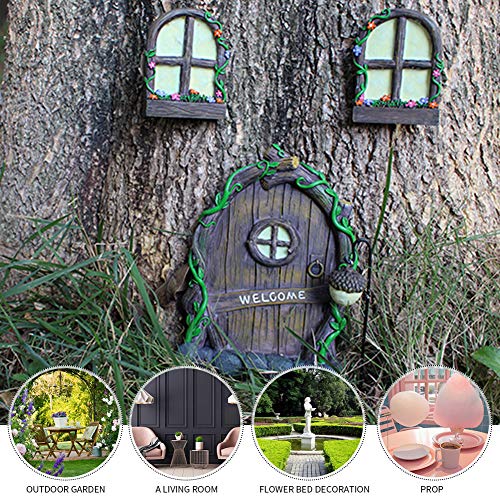 CALIDAKA 3pcs Miniature Fairy Gnome Home Window and Door Lamp for Trees Decoration,Stone Shape Glow in Dark Fairies Sleeping Door and Windows for Yard Art Garden Noctilucence Sculpture | The Storepaperoomates Retail Market - Fast Affordable Shopping