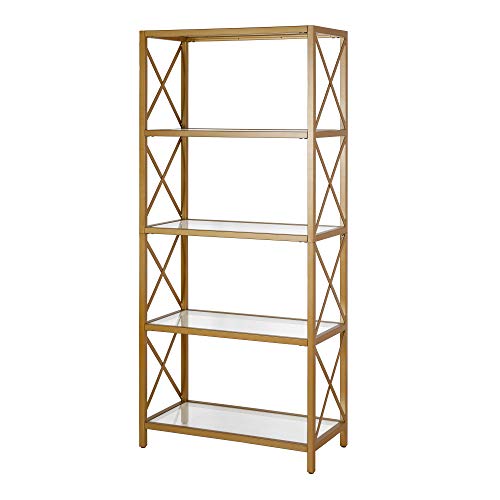 Celine 30” Wide Rectangular Bookcase in Brushed Brass | The Storepaperoomates Retail Market - Fast Affordable Shopping