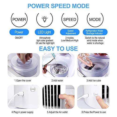 Mini Air Conditioner Personal Small Air Conditioner Cooler Fan Mini AC Unit Portable For Room Evaporative Cooler with 7-LED Lights Portable AC Camping | The Storepaperoomates Retail Market - Fast Affordable Shopping