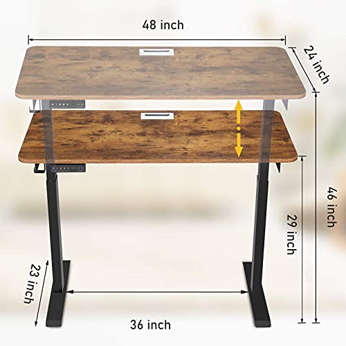 ELEFU Electric Standing Desk, 48 x 24 Inches Height Adjustable Desk with Whole Piece Desktop, Quick Assembly, Ergonomic Memory Controller, Ultra-Quiet Adjustment, Smart Desk, Rustic Brown | The Storepaperoomates Retail Market - Fast Affordable Shopping