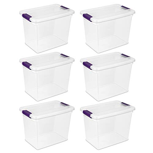 Sterilite 17631706 27 Quart/26 Liter ClearView Latch Box, Clear with Sweet Plum Latches, 6-Pack & 17511712 6 Quart/5.7 Liter ClearView Latch Box, Clear with Sweet Plum Latches, 12-Pack | The Storepaperoomates Retail Market - Fast Affordable Shopping