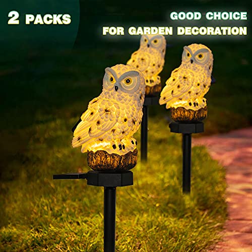 DAZZLE BRIGHT 2 Pack Owl Figure Solar LED Lights, Resin Garden Waterproof Decorations with Stake for Outdoor Yard Pathway Outside Patio Lawn Decor to Scare Birds Away | The Storepaperoomates Retail Market - Fast Affordable Shopping