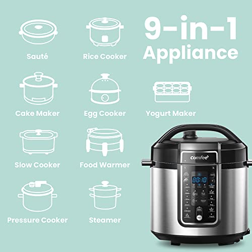 COMFEE’ 6 Quart Pressure Cooker 12-in-1, One Touch Kick-Start Multi-Functional Programmable Slow Cooker, Rice Cooker, Steamer, Sauté pan, Egg Cooker, Warmer and More | The Storepaperoomates Retail Market - Fast Affordable Shopping