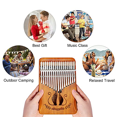 Mahogany Kalimba 17-Key Thumb Piano with Instruction Book and Tuning Hammer – Portable Personal Musical Instrument for Kids and Adults, Beginners to Professionals | The Storepaperoomates Retail Market - Fast Affordable Shopping