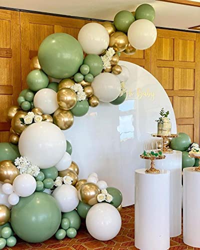 146 Pieces Sage Green Gold Ivory White Balloon Garland Arch Kit, Sage Olive Green Ivory White Gold Balloons Decor Jungle Safari Tropical Baby Shower Birthday Theme Party Decorations Supplies for Boys | The Storepaperoomates Retail Market - Fast Affordable Shopping