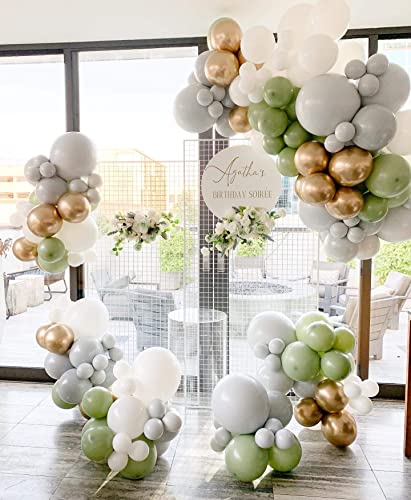 146 Pieces Sage Green Gold Ivory White Balloon Garland Arch Kit, Sage Olive Green Ivory White Gold Balloons Decor Jungle Safari Tropical Baby Shower Birthday Theme Party Decorations Supplies for Boys | The Storepaperoomates Retail Market - Fast Affordable Shopping