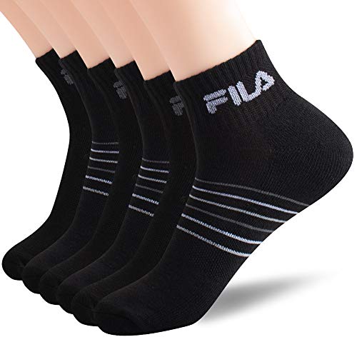 Fila Men’s Striped Half Cushion Quarter Socks, Black, One Size | The Storepaperoomates Retail Market - Fast Affordable Shopping