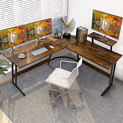 Homall Computer 51.2” L-Shaped Corner Home Office Writing Study Gaming PC Table with Large Monitor Stand Desk Workstation, Brown | The Storepaperoomates Retail Market - Fast Affordable Shopping