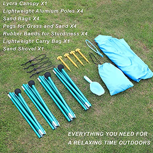 Beach Tent, Restland Pop Up Sun Shelter UPF50+ With 4 Aluminum Poles/Carry Bag/Ground Pegs/Sand Shovel, Outdoor Canopy Beach Shade for Camping, Fishing, Backyard or Picnics (Sky Blue, 7×7.5FT 4 poles) | The Storepaperoomates Retail Market - Fast Affordable Shopping