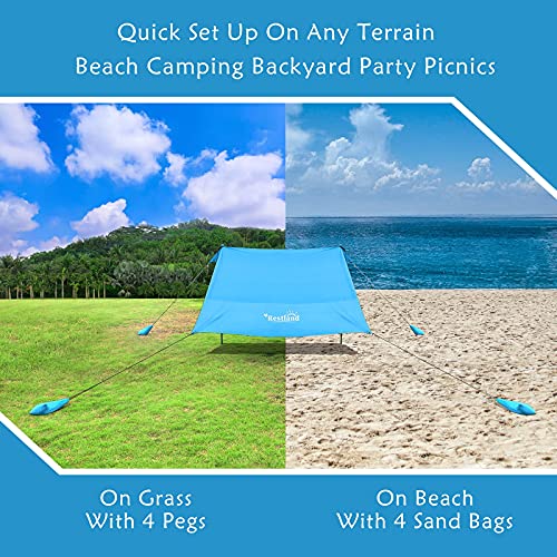 Beach Tent, Restland Pop Up Sun Shelter UPF50+ With 4 Aluminum Poles/Carry Bag/Ground Pegs/Sand Shovel, Outdoor Canopy Beach Shade for Camping, Fishing, Backyard or Picnics (Sky Blue, 7×7.5FT 4 poles) | The Storepaperoomates Retail Market - Fast Affordable Shopping