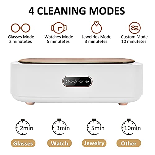 Professional Ultrasonic Jewelry Cleaner Machine, 300ML Portable Ultrasonic Cleaner Machine for Rings Eyeglasses Watches Coins Tools Razors Earrings Necklaces Dentures. (White) | The Storepaperoomates Retail Market - Fast Affordable Shopping