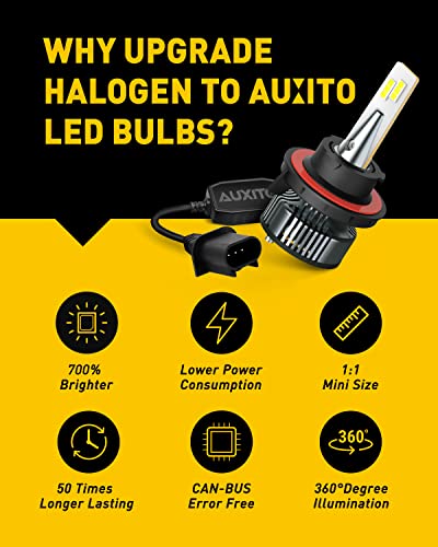 AUXITO Upgraded 9008 H13 LED Bulbs Hi/Lo Beam, CanBus Mini Sized, 700% Brighter 6500K White Replacement Bulb for Ford Yukon Jeep Dodge Chevy, Pack of 2 | The Storepaperoomates Retail Market - Fast Affordable Shopping