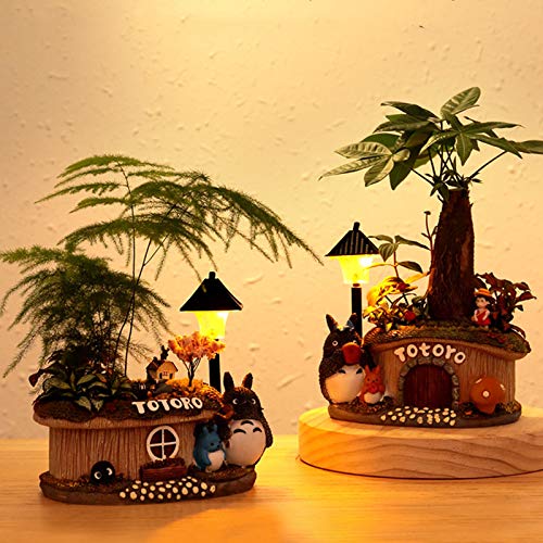 My Neighbour Totoro Night Light Plant Pots Studio Ghibli Table Light LED Totoro Night Lamp for Kids Gift Accessories Fairy Miniature Home Decor Resin Crafts,A+b | The Storepaperoomates Retail Market - Fast Affordable Shopping