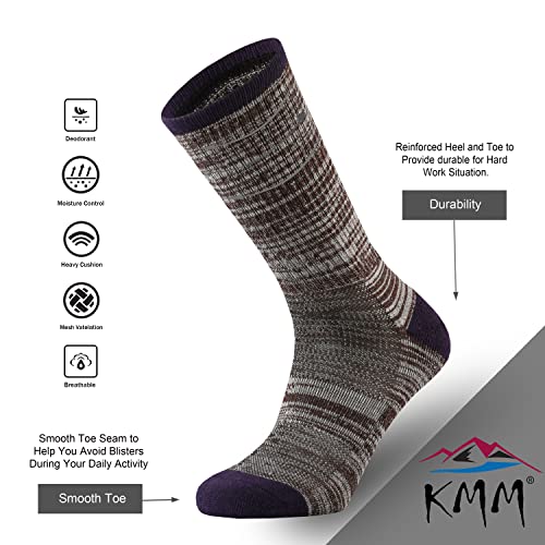 KMM Women’s Merino Wool Cushion Crew Socks for Ladies Outdoor Hiking Hike Trail Casual Stylish Colorful Light Dry Soft comfy(Color4 L) | The Storepaperoomates Retail Market - Fast Affordable Shopping