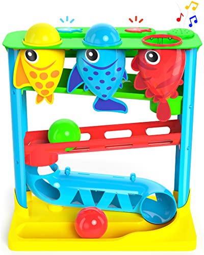 Move2Play, Feed The Fish, Interactive Toddler & Baby Toy, One Year Old Birthday Gift for Boys and Girls, 4 balls included