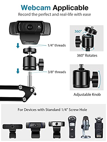 InnoGear Microphone Stand, Boom Scissor Arm Stand Webcam Stand for Microphone Webcam with Mic Shock Mount 3/8″ to 5/8″ Screw Adapter Windscreen Pop Filter Mic Clip Holder Ball Head Phone Holder | The Storepaperoomates Retail Market - Fast Affordable Shopping
