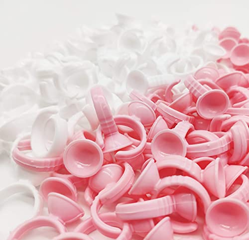 200pcs Heart Glue Rings for Eyelash Extensions – Lash Glue Rings – Lashes Supplies (100pcs White & 100pcs Pink) | The Storepaperoomates Retail Market - Fast Affordable Shopping