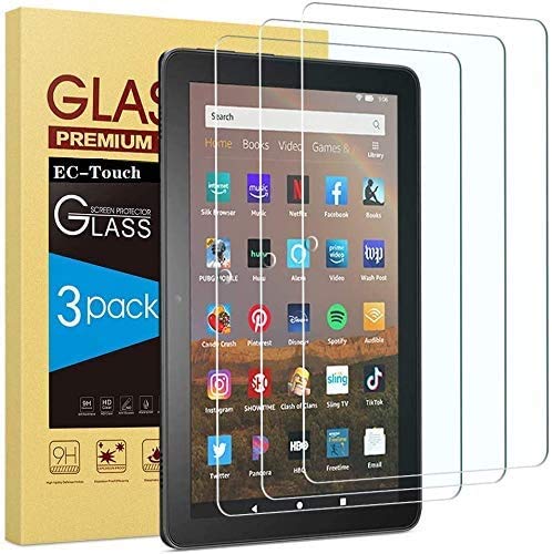 [3-Pack] Screen Protector for Fire HD 8 (Only 2018/2017 Release,8th/7th Generation) 9H Hardness Clear Anti-Scratch Bubble Free Tempered Glass,Not fit Amazon Kindle Fire HD8 2020(Clear)