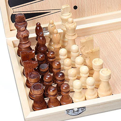 CCinnoe 3 in1 Wooden Chess & Checkers Set,15″ Board Games for Kids and Adults, Fast Sling Puck Set, Backgammon, Checker&Tic Tac Toe, Travel Portable Folding Chess Game Sets | The Storepaperoomates Retail Market - Fast Affordable Shopping