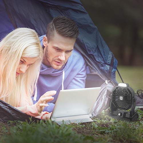 RUNTOP Outdoor Camping Fan with LED Lantern, Rechargeable Portable Fan, Powered Personal Fan, Small USB Desk Fan for Travel, Bedroom, Home, Office | The Storepaperoomates Retail Market - Fast Affordable Shopping