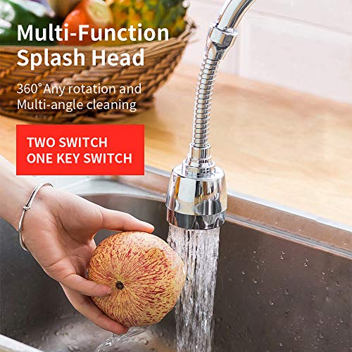 Kitchen Faucet Water-Saving Universal Aerator 360-degree Extended Rotating Aeration Shower Splash-Proof Filter Faucet (Silver-Short) | The Storepaperoomates Retail Market - Fast Affordable Shopping
