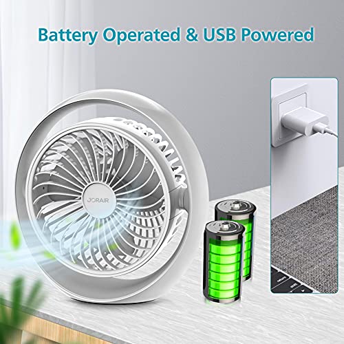 USB Fan, JORAIR-Desk fan, Battery Operated Fans with Strong Wind, Quiet， 3 Speeds, 360°Rotation, 2000mAh Rechargeable Battery, Work Continuously for 6 Hours Personal Fan for Home ,Office, Car ,Outdoor Travel | The Storepaperoomates Retail Market - Fast Affordable Shopping