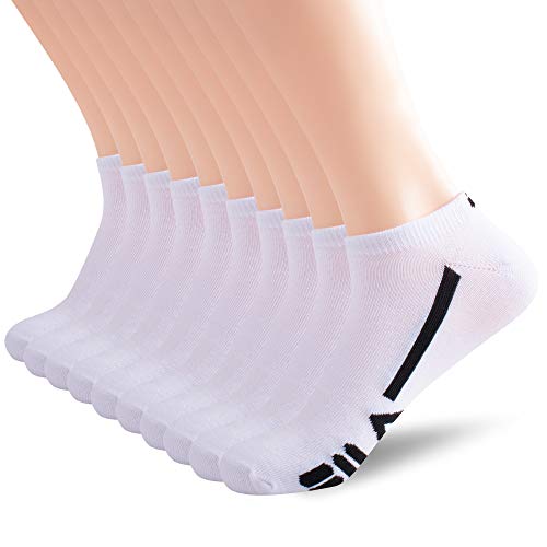Fila Men’s Racing Striped No Show Socks, White, One Size