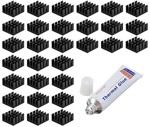 Easycargo 30pcs 14mm Heatsink 14x14x7mm, with Thermal Conductive Adhesive Glue, Black Anodized Aluminum Heat Sink for Cooling Cooler GPU Chips VRAM VGA VRAM RAM (14mmx14mmx7mm) | The Storepaperoomates Retail Market - Fast Affordable Shopping