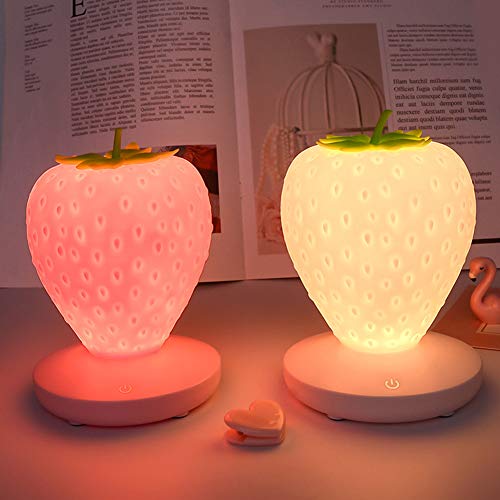 EMVANV Strawberry Night Light, Cute Silicone Strawberry Bedroom LED Touch Control Dimmable Night Light Bedside Color Changing Lamp for Kids Children | The Storepaperoomates Retail Market - Fast Affordable Shopping