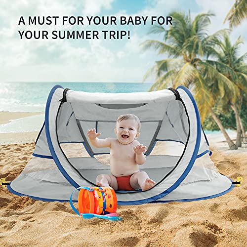 Baby Beach Tent, NEQUARE Large Pop Up Tent for Beach, UPF 50+ Sun Shade Baby Tent, Baby Shade with Mosquito Net, Baby Beach Tent for Infant Blue | The Storepaperoomates Retail Market - Fast Affordable Shopping
