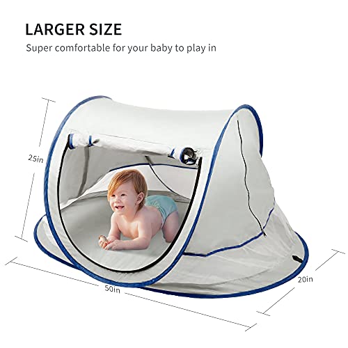 Baby Beach Tent, NEQUARE Large Pop Up Tent for Beach, UPF 50+ Sun Shade Baby Tent, Baby Shade with Mosquito Net, Baby Beach Tent for Infant Blue | The Storepaperoomates Retail Market - Fast Affordable Shopping