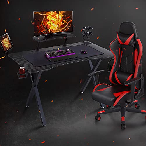 Yaheetech Computer Desk Black Gaming Desk 40 inch PC Home Office Desk Table Study Writing Desks Gamer Workstation with Monitor Stand Headphone Storage Hook Storage Rack Cup Holder, Black | The Storepaperoomates Retail Market - Fast Affordable Shopping