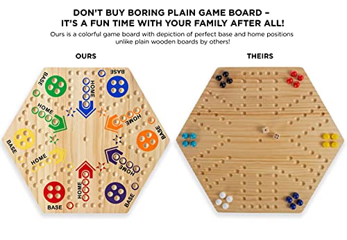 flybold Marble Board Game – Original Wahoo Board Game – Double Sided Painted 6 and 4 Player Wooden Fast Track Aggravation Board Game Original with 6 Colors 24 Marbles 6 Dice and Velvet Draw Bag | The Storepaperoomates Retail Market - Fast Affordable Shopping